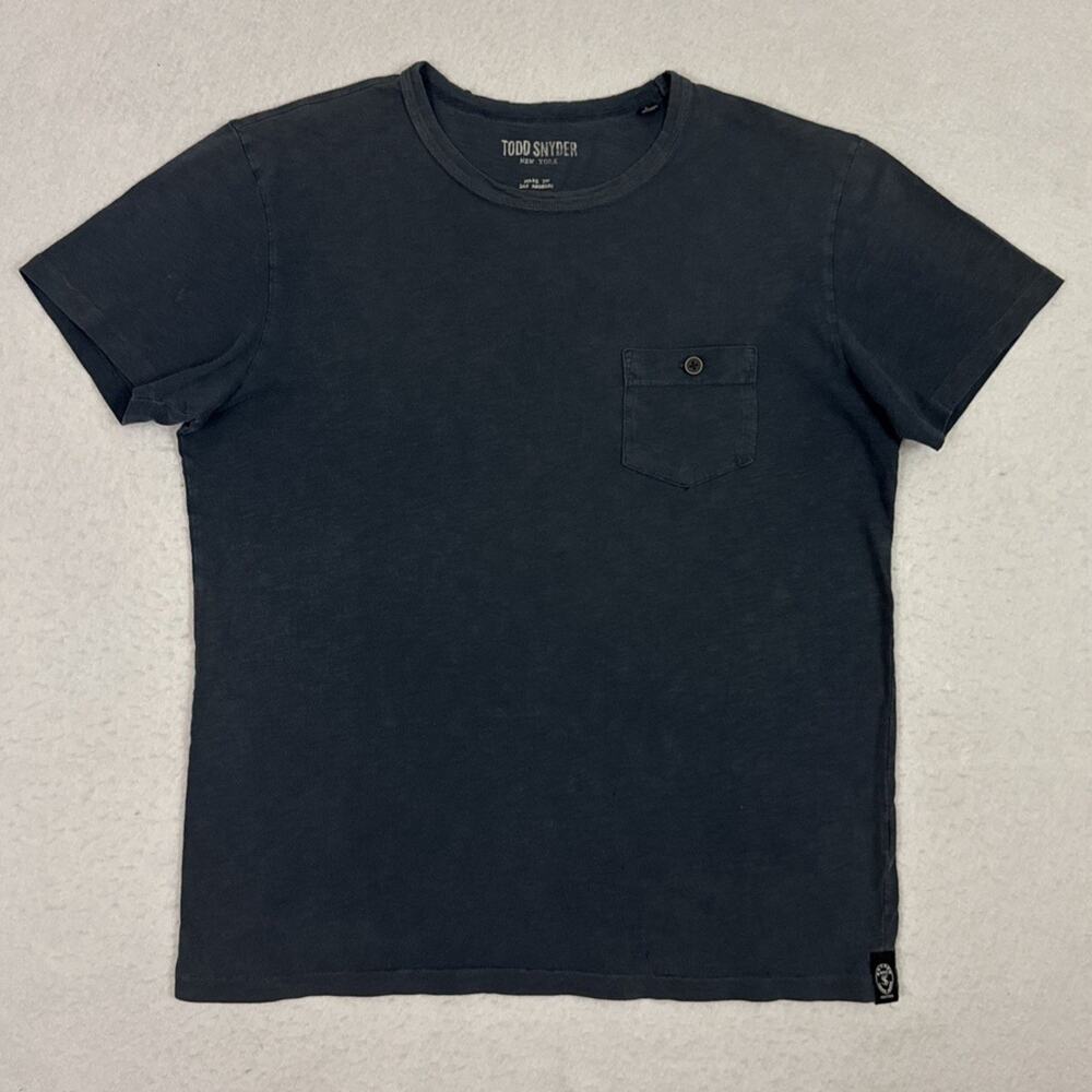 Todd Snyder T Shirt Mens Large Navy Homespun Slub Pocket Crew Neck Made In USA